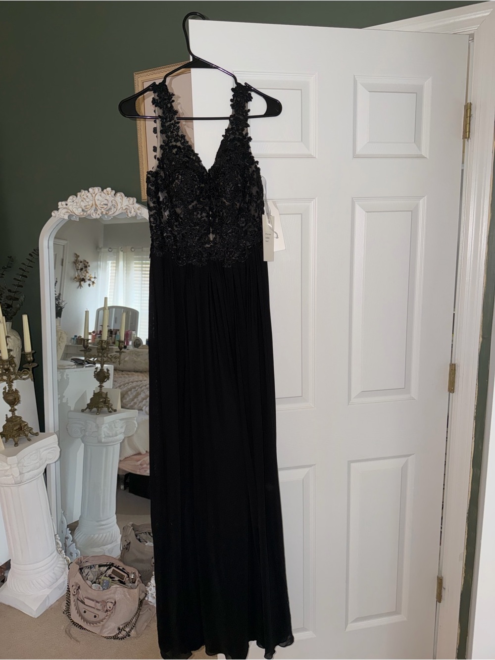 NWT Sherri hill black sparkling maxi dress